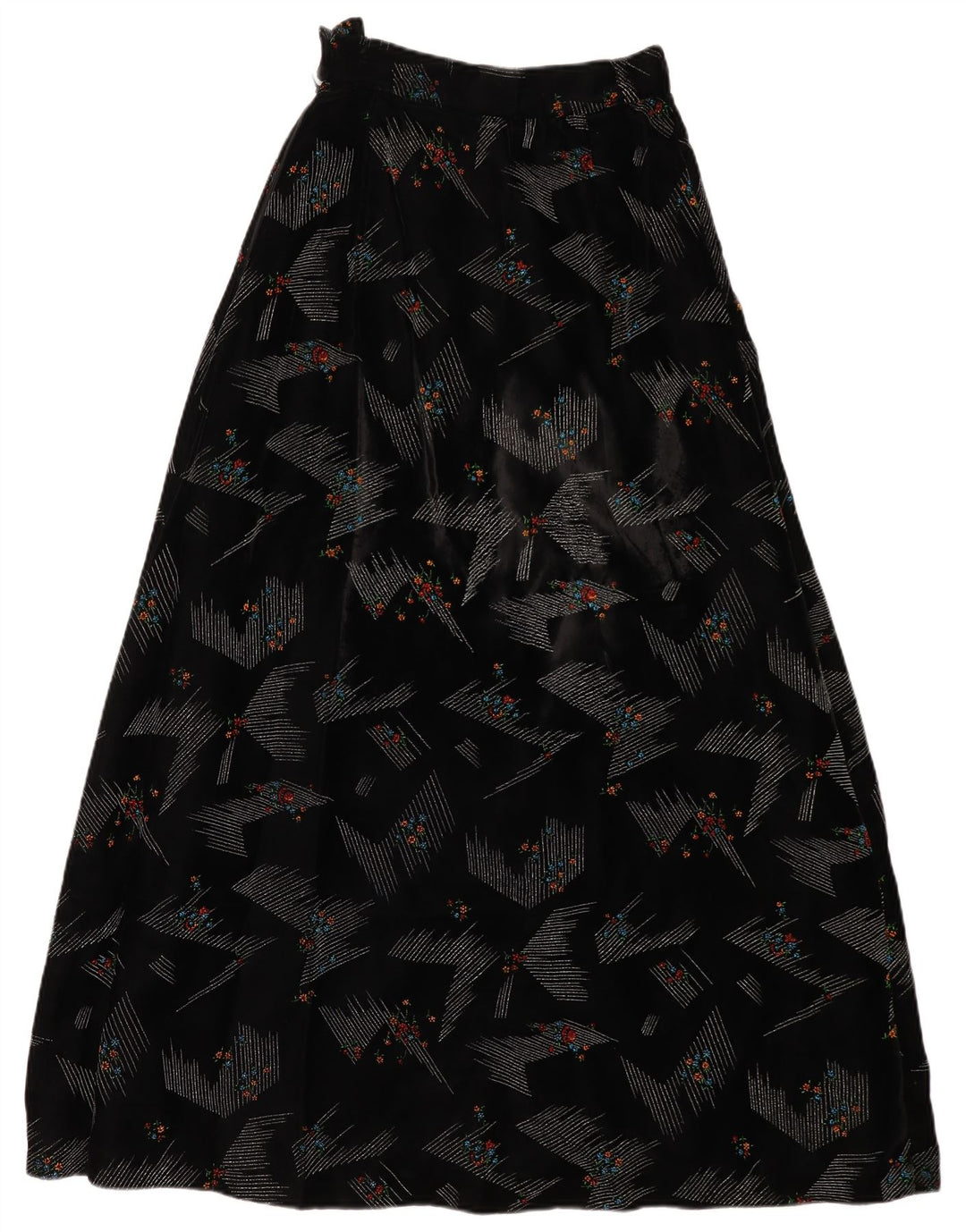 Damska spódnica maxi z wysokim stanem VINTAGE W24 XS, czarna w kwiaty