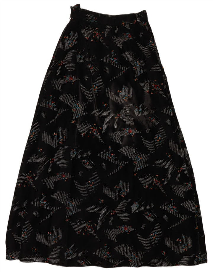 Damska spódnica maxi z wysokim stanem VINTAGE W24 XS, czarna w kwiaty