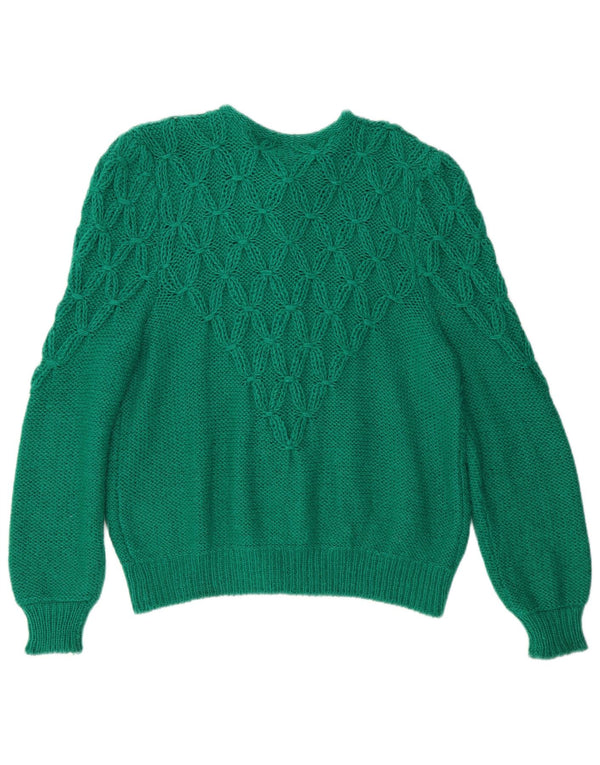 Sweter damski w stylu vintage, rozpinany UK 16, duży, zielony