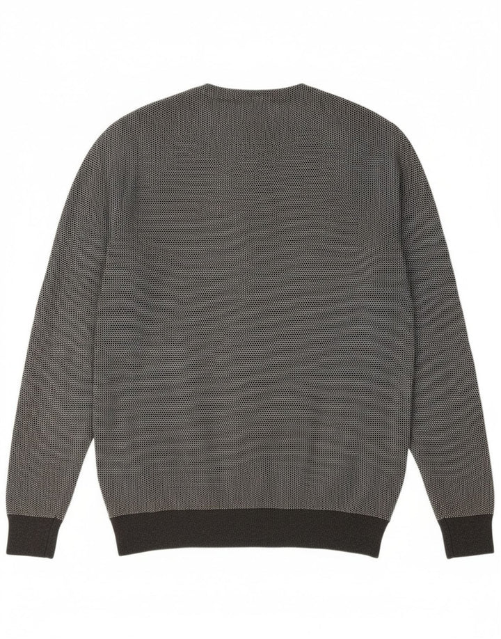 Męski sweter Superdry z okrągłym dekoltem, duży, szary, bawełniany w cętki