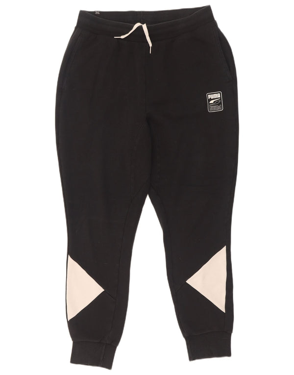 Damskie spodnie dresowe Puma Joggers UK 14, duże, czarne, z blokami kolorów