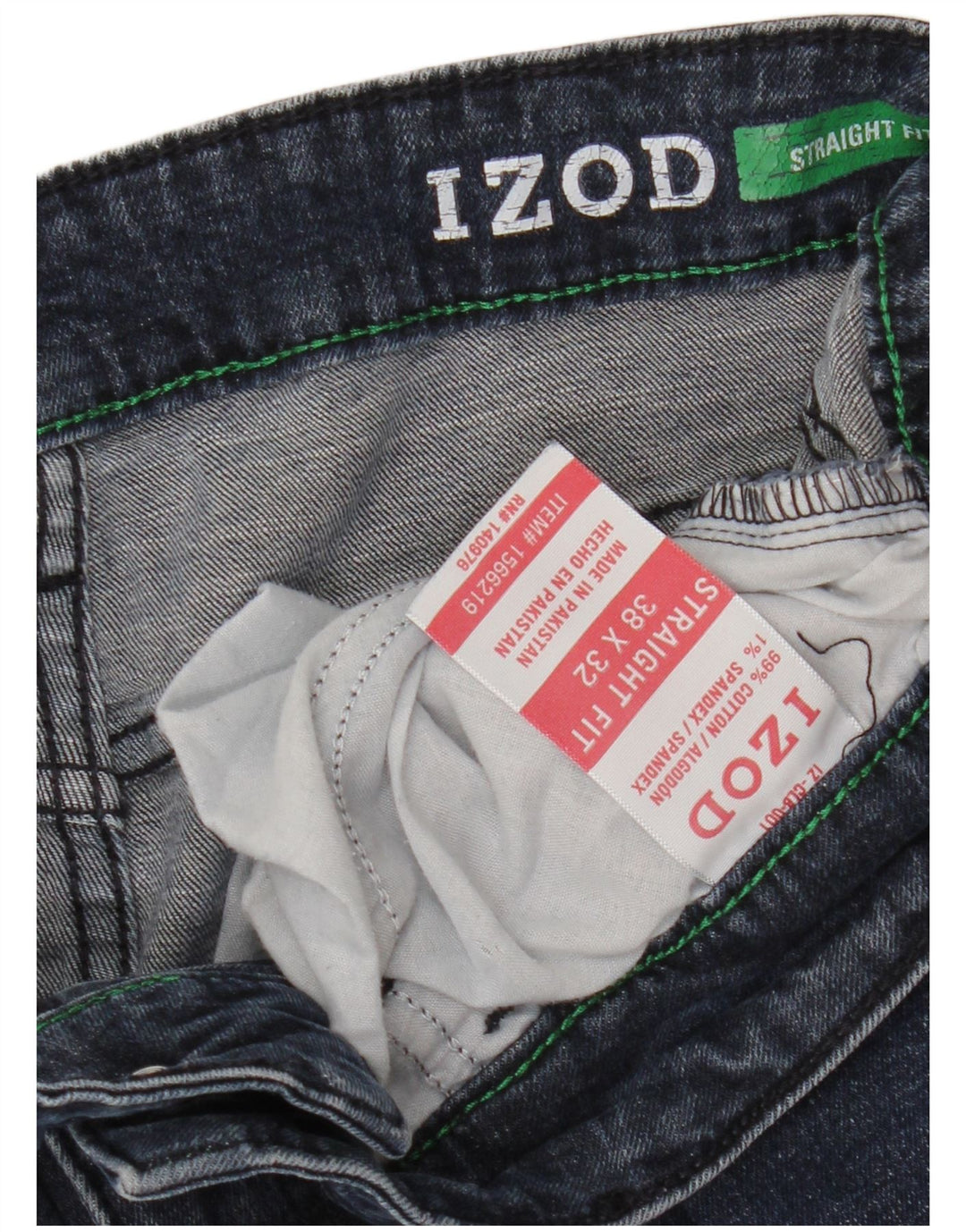 Izod Męskie proste dżinsy W38 L32 Niebieskie bawełniane