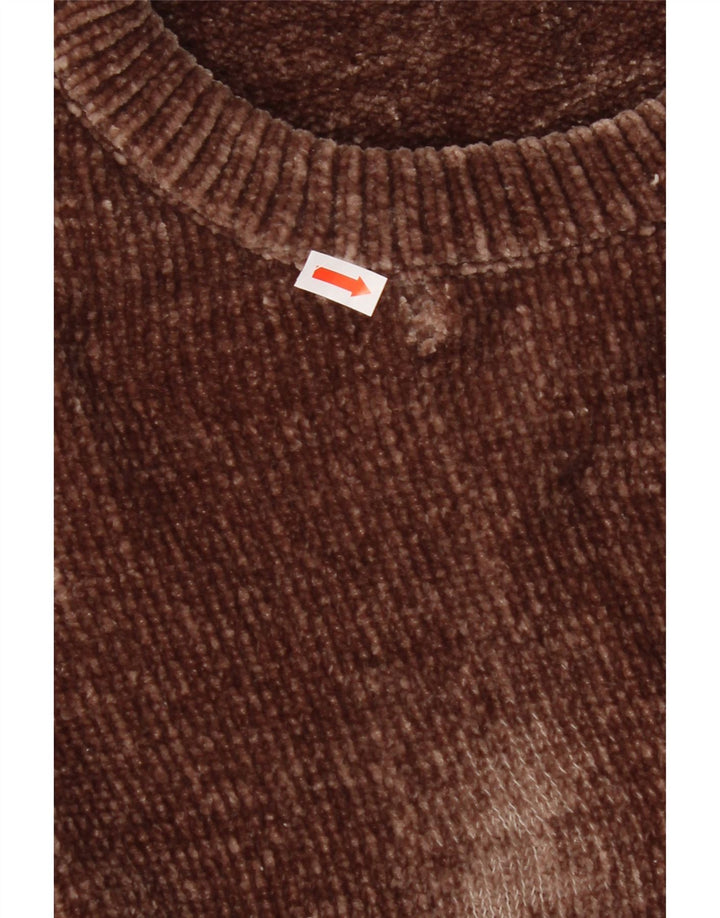 ZARA Womens Oversized Crew Neck Jumper Sweater UK 10 Small Brown Polyester Vintage Zara and Second-Hand Zara from Messina Hembry 