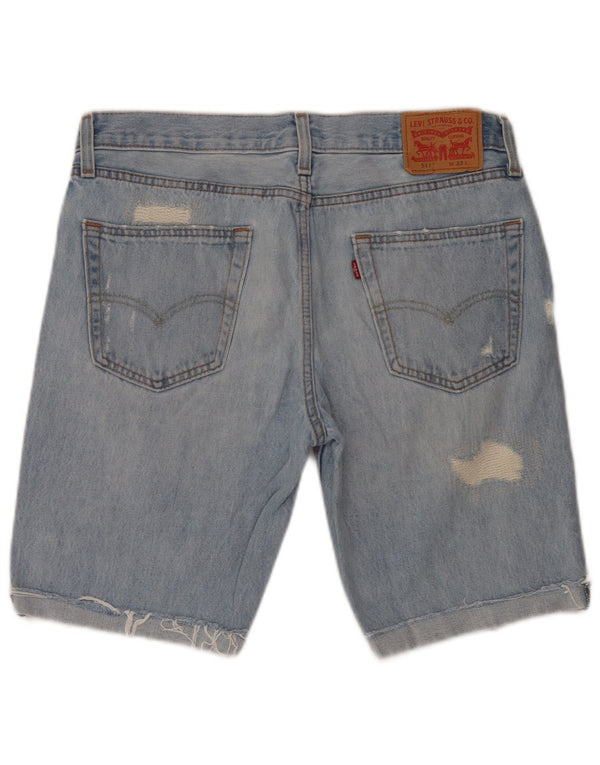 Męskie spodenki jeansowe Levi's 511 Slim Fit w trudnej sytuacji W33 Średnioniebieskie bawełniane