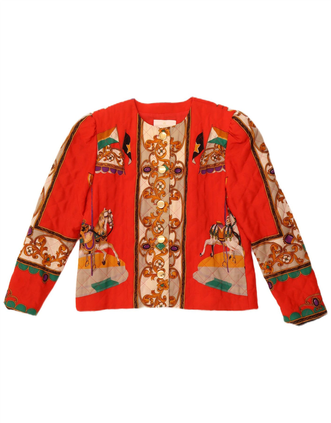 Damska marynarka VINTAGE zapinana na 5 guzików IT 42, średnio pomarańczowa Paisley