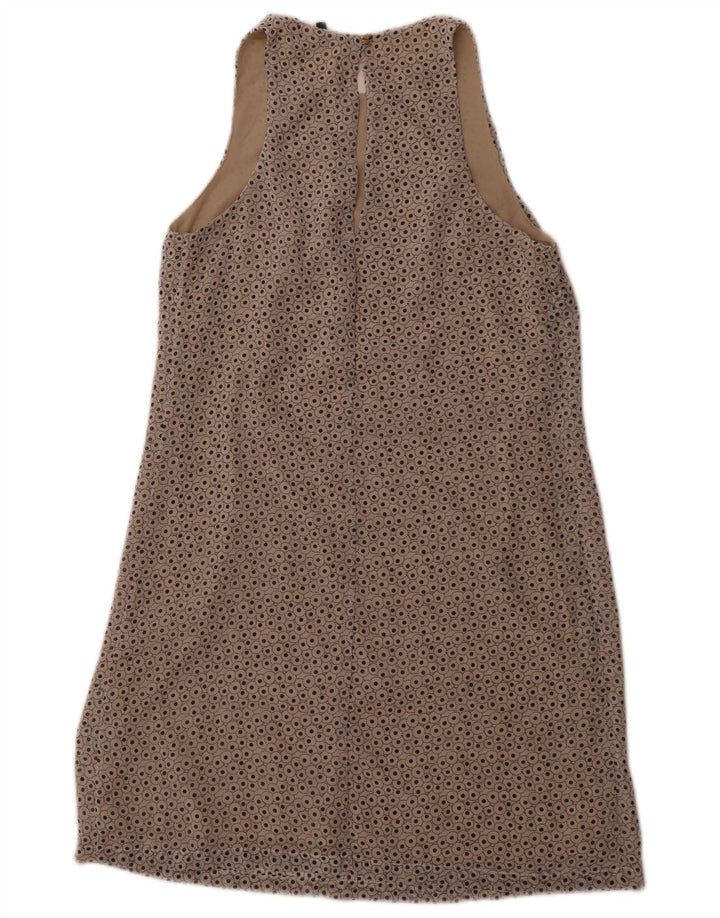 BENETTON Womens Sleeveless Basic Dress UK 10 Small White Spotted Polyester