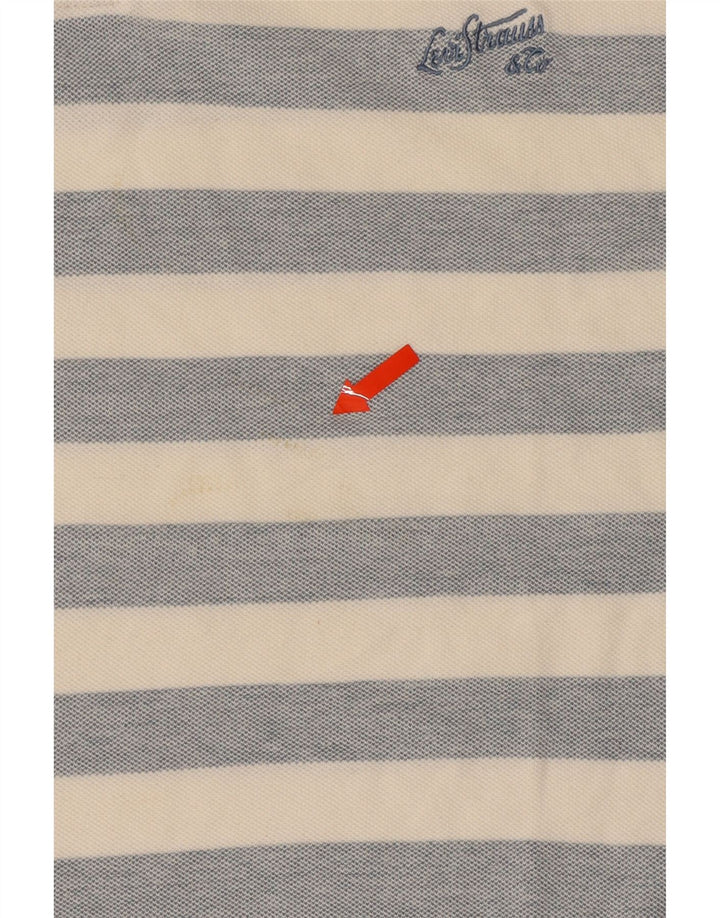 LEVI'S Mens Polo Shirt XL Blue Striped Cotton Vintage Levi's and Second-Hand Levi's from Messina Hembry 