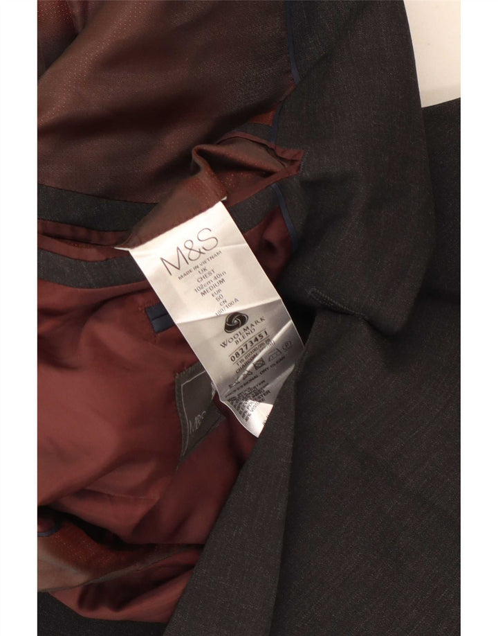 Marks & Spencer Męska marynarka zapinana na 2 guziki, UK 40, średnia szara wełna