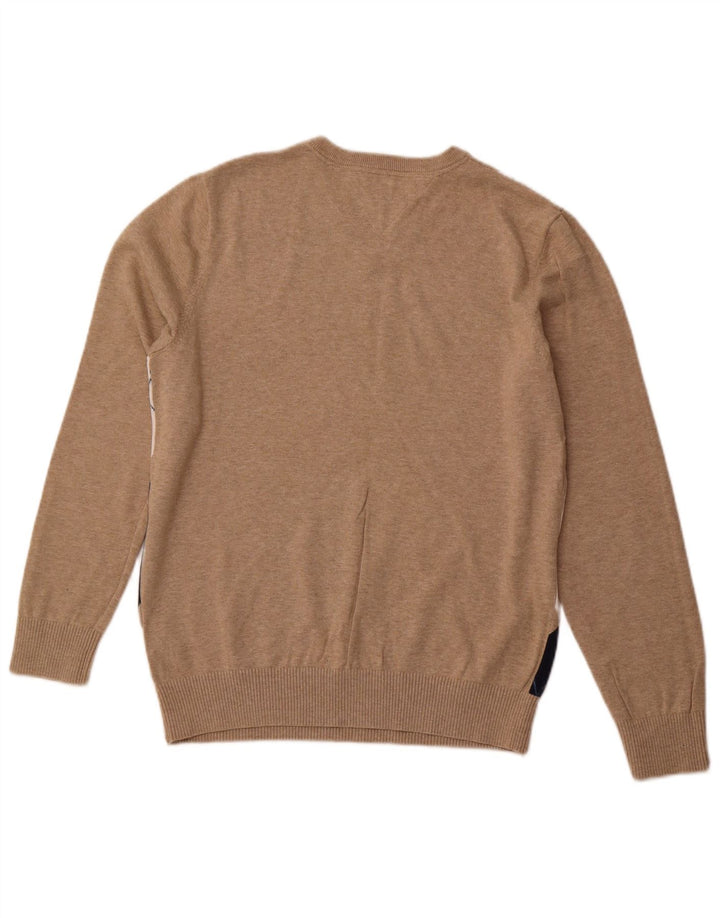 TOMMY HILFIGER Męski sweter z dekoltem w kształcie litery V, średnio beżowy Argyle/Diament