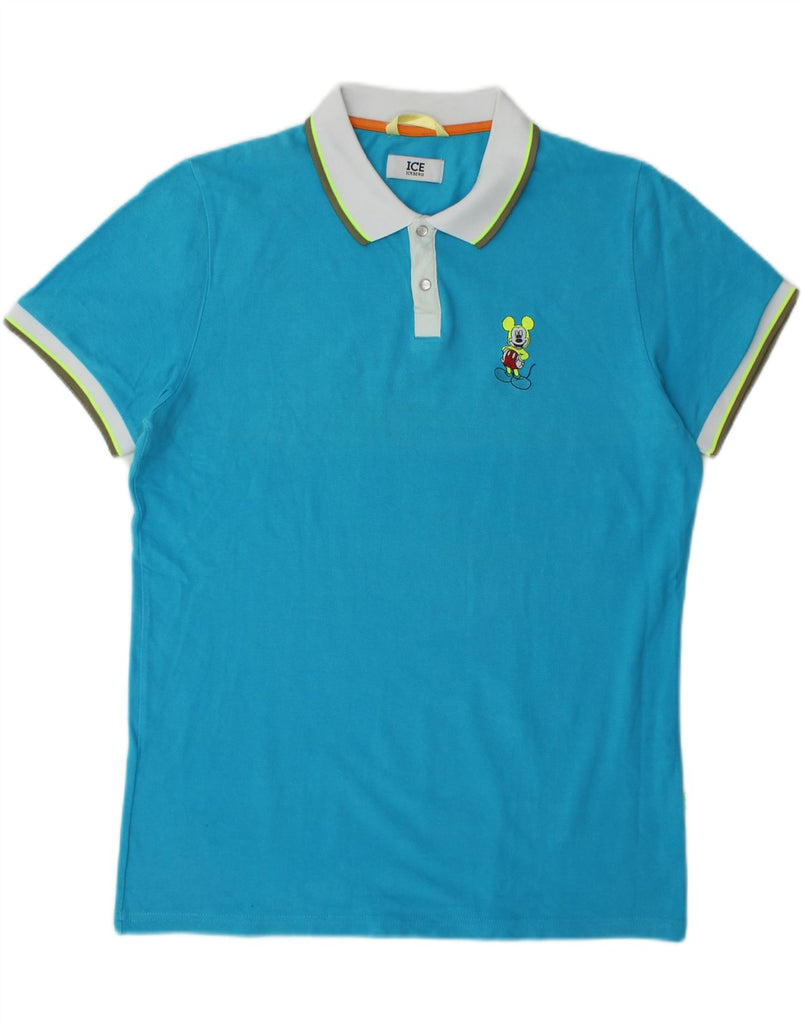 ICEBERG Mens Mickey Mouse Polo Shirt XL Blue Cotton Vintage Iceberg and Second-Hand Iceberg from Messina Hembry 