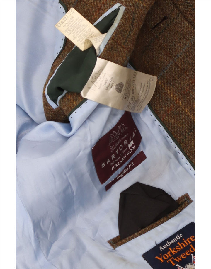 Marks & Spencer Męska marynarka zapinana na 2 guziki, UK 42 XL, brązowa kratka