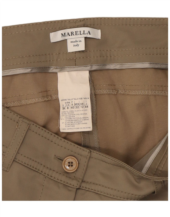MARELLA Womens Slim Casual Trousers UK 12 Medium  W32 L27 Beige Polyester Vintage Marella and Second-Hand Marella from Messina Hembry 
