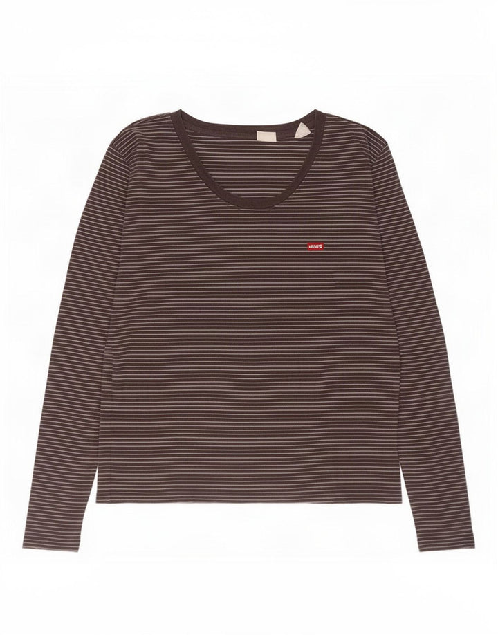 Damski top Levi's z długim rękawem, UK 12, średni, czarny, bawełniany w paski
