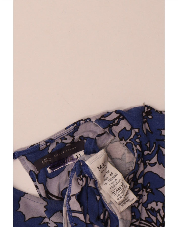Marks & Spencer Damska sukienka typu shift z rękawem 3/4 UK 12 Średni niebieski w kwiaty