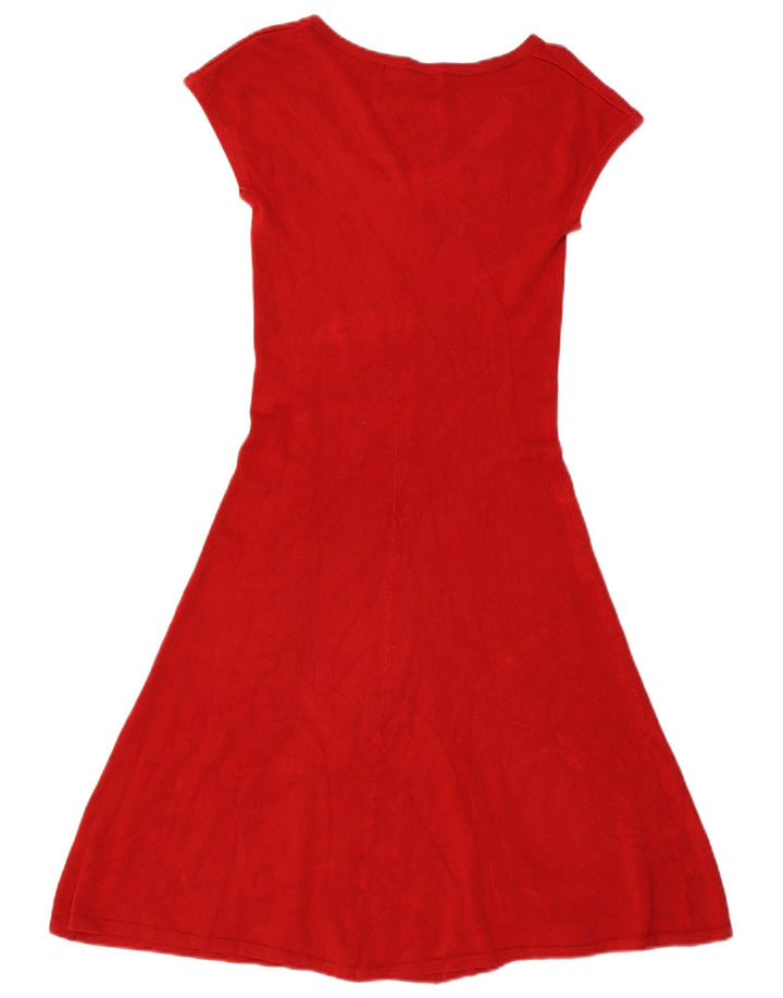 ZARA Womens Jumper Dress UK 14 Large Red Rayon