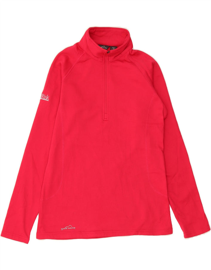 EDDIE BAUER Womens Zip Neck Pullover Tracksuit Top UK 14 Medium Pink Vintage Eddie Bauer and Second-Hand Eddie Bauer from Messina Hembry 