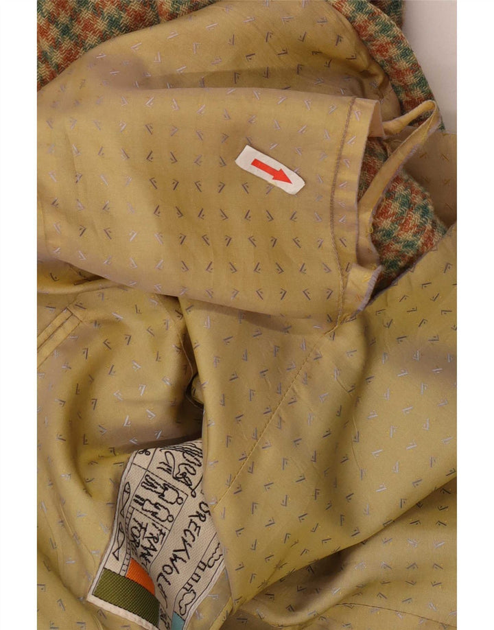 Vintage męska marynarka zapinana na 2 guziki IT 52 XL, zielona wełna w pepitkę