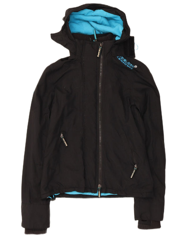 Męska wiatrówka Superdry z grafiką i kapturem, UK 6 XS, czarna