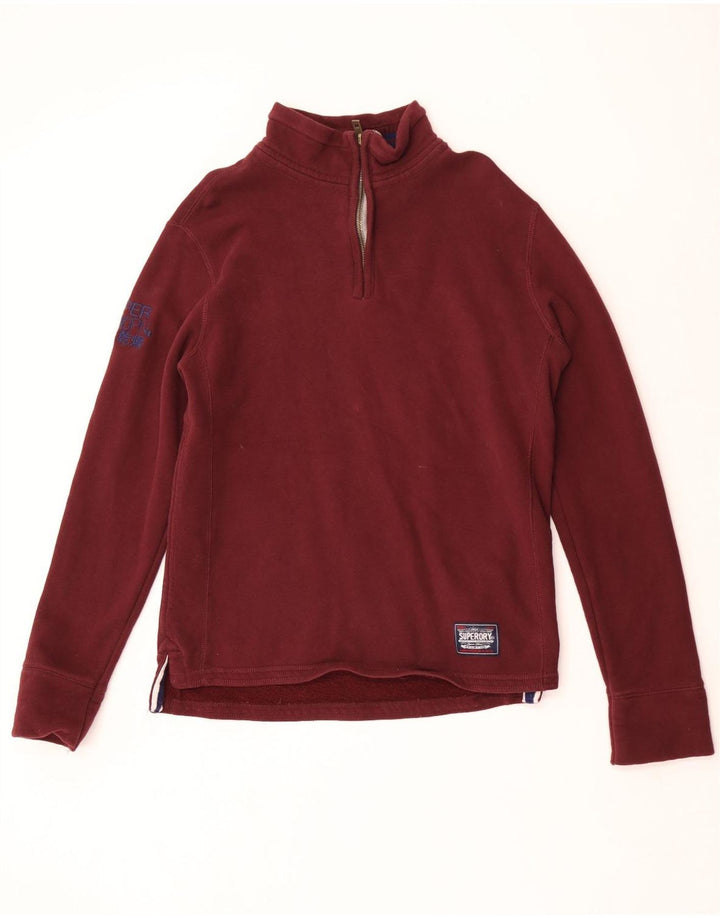 Męski sweter Superdry z grafiką i zamkiem błyskawicznym, duży, bordowy, bawełniany