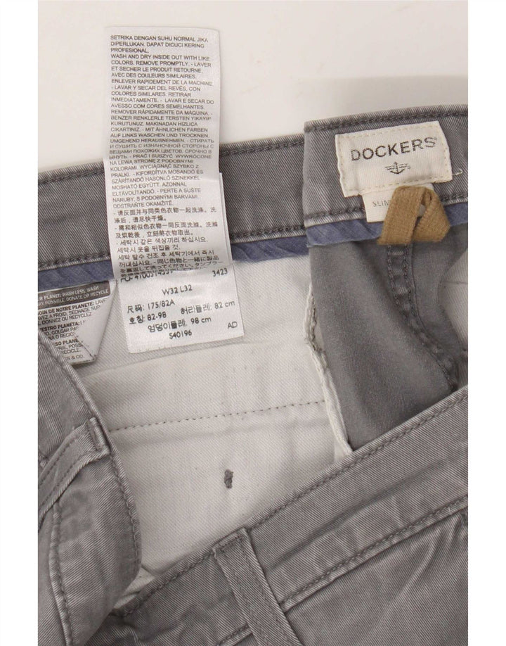 Męskie spodnie typu slim chino Dockers W32 L29 Szara bawełna