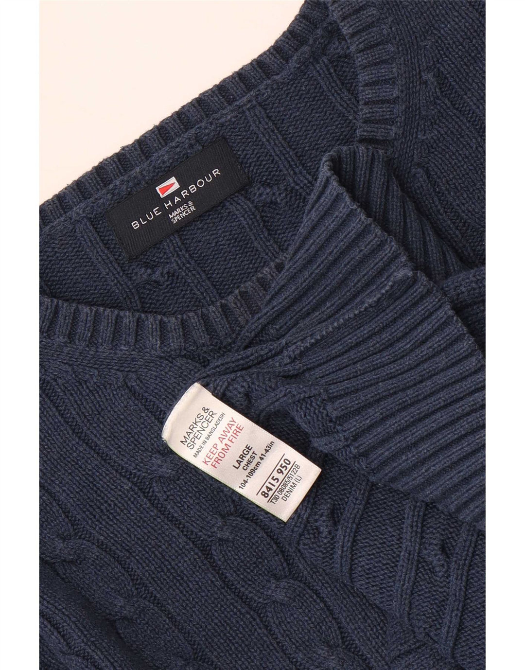 Marks & Spencer Męski sweter z okrągłym dekoltem w kolorze niebieskim, duży, granatowy