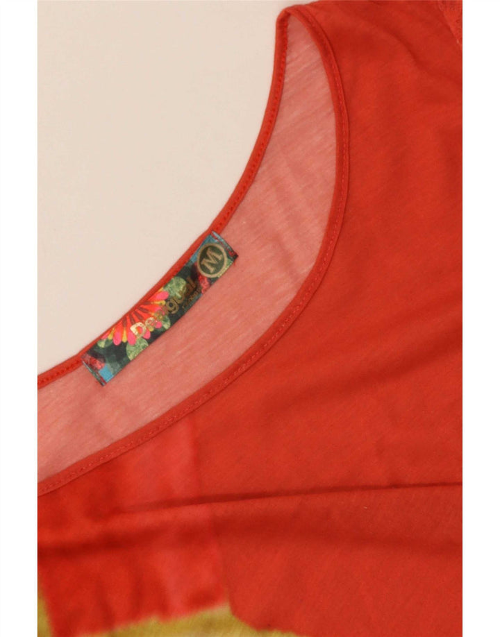 Damska koszulka z grafiką Desigual Top UK 14 Medium Red Geometric