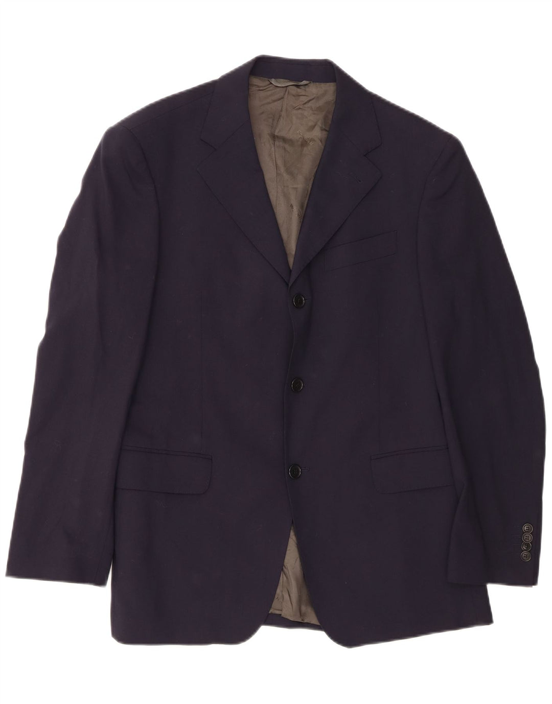 BROOKSFIELD Mens 3 Button Blazer Jacket IT 48 Medium Navy Blue Wool Vintage Brooksfield and Second-Hand Brooksfield from Messina Hembry 