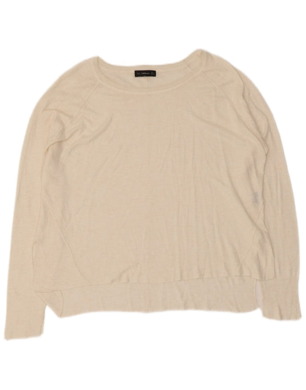 Sweter damski Zara z dekoltem w łódkę UK 16, duży, beżowy