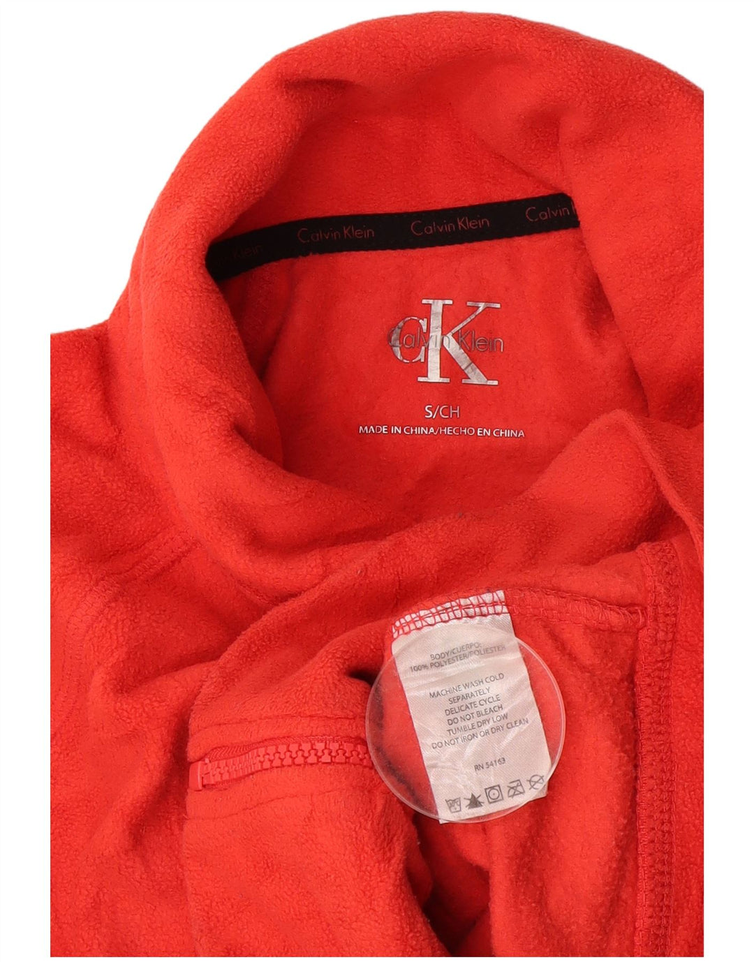 Damska kurtka polarowa CALVIN KLEIN Graphic UK 10, mała, pomarańczowa, poliester