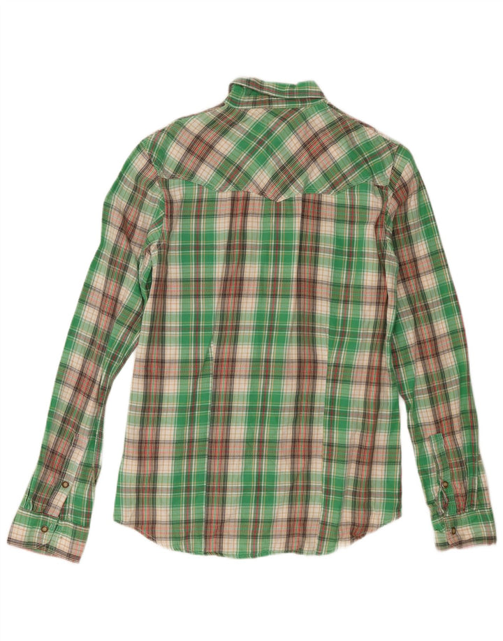 Koszula flanelowa męska Wrangler Slim Fit w małą zieloną kratkę, bawełniana
