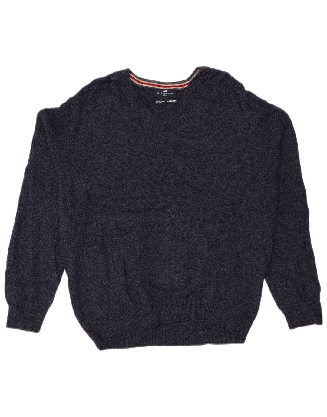 Męski sweter Marks & Spencer Blue Harbor z dekoltem w kształcie litery V, duży, granatowy