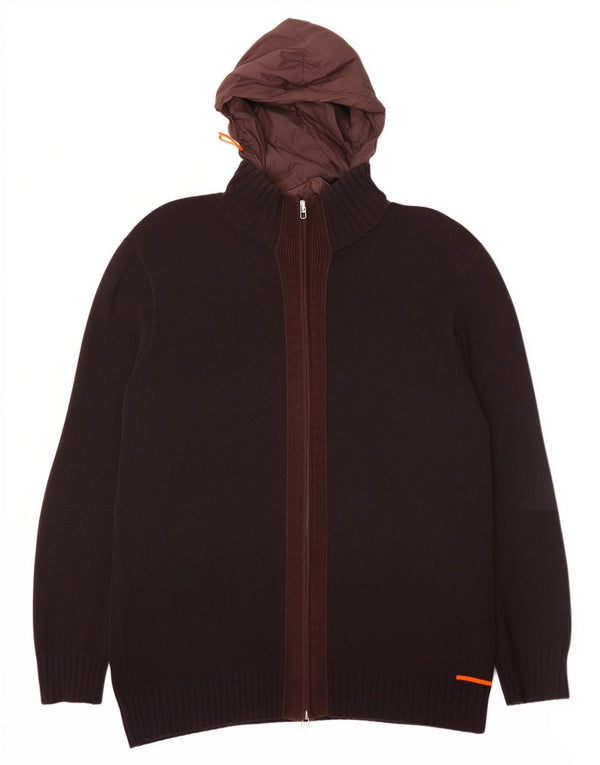 Męski sweter rozpinany z kapturem Hugo Boss 2XL, brązowa bawełna