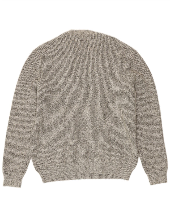 Marks & Spencer Męski sweter z okrągłym dekoltem, duży, szary poliamid