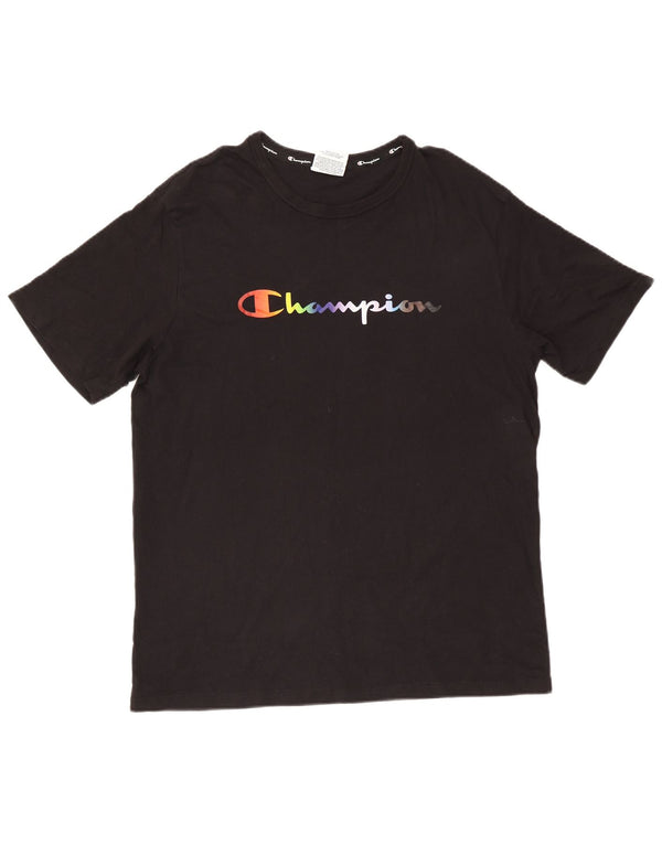 Męski T-shirt Champion z grafiką, top XL, czarna bawełna