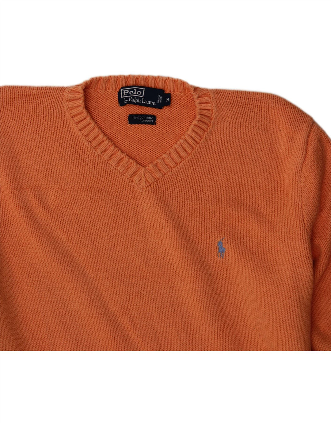 POLO RALPH LAUREN Męski sweter z dekoltem w kształcie litery V, średni pomarańczowy