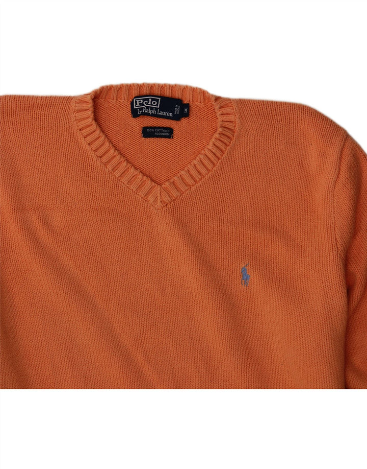 POLO RALPH LAUREN Męski sweter z dekoltem w kształcie litery V, średni pomarańczowy