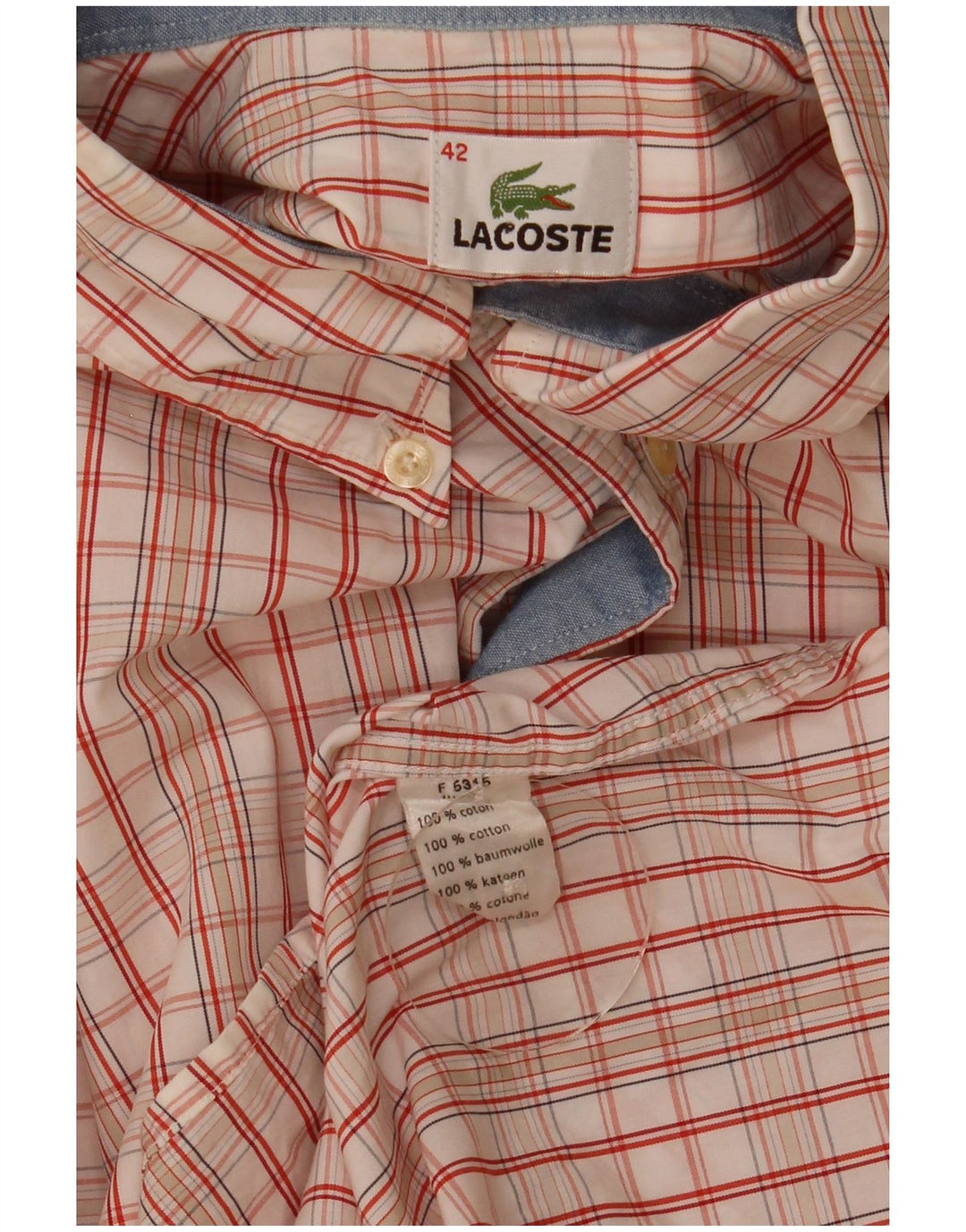 Koszula męska Lacoste, rozmiar 42, duża bawełniana kratka w kolorze złamanej bieli