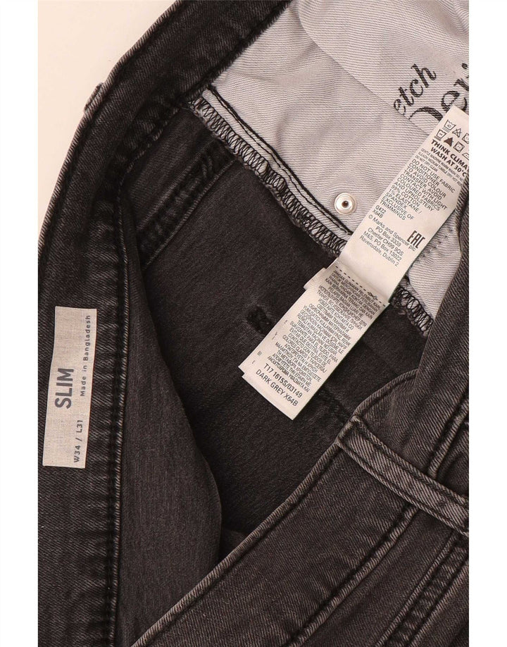 Marks & Spencer Męskie jeansy slim W34 L31 Szara bawełna