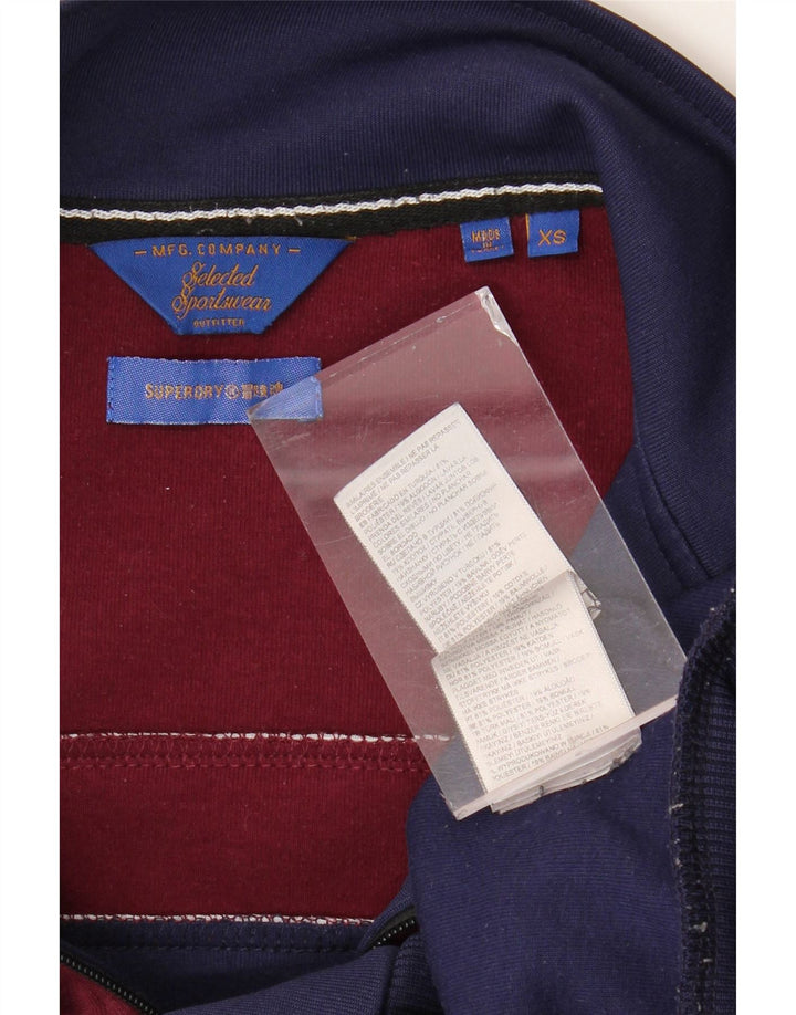 SUPERDRY Męska kurtka dresowa XS Granatowy poliester w blokach kolorów