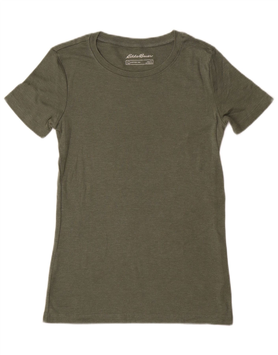 T-shirt damski EDDIE BAUER Top UK 10, mały, bawełniany khaki