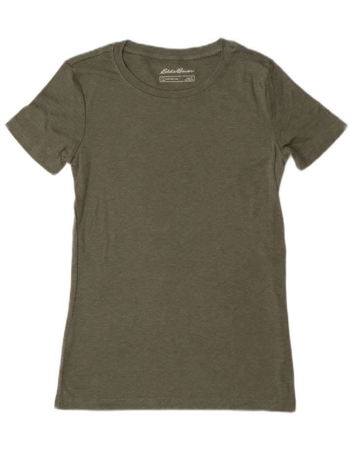 T-shirt damski EDDIE BAUER Top UK 10, mały, bawełniany khaki