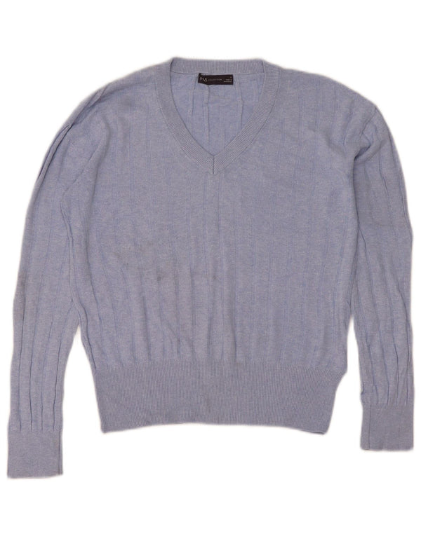 Marks & Spencer Damski sweter z dekoltem w kształcie litery V, UK 10, mały niebieski