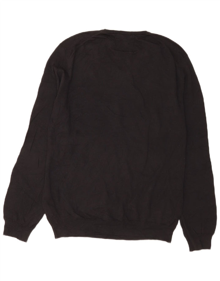 Męski sweter Massimo Dutti z dekoltem w kształcie litery V, średniej wielkości, czarny, bawełniany