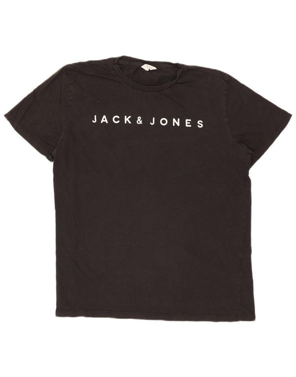 Męska koszulka z grafiką Jack & Jones, góra XL, czarna, bawełniana