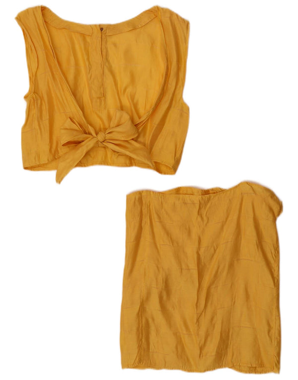 Krótki damski zestaw 2-częściowych spódnic w stylu vintage, UK 12 Medium W30 Żółty