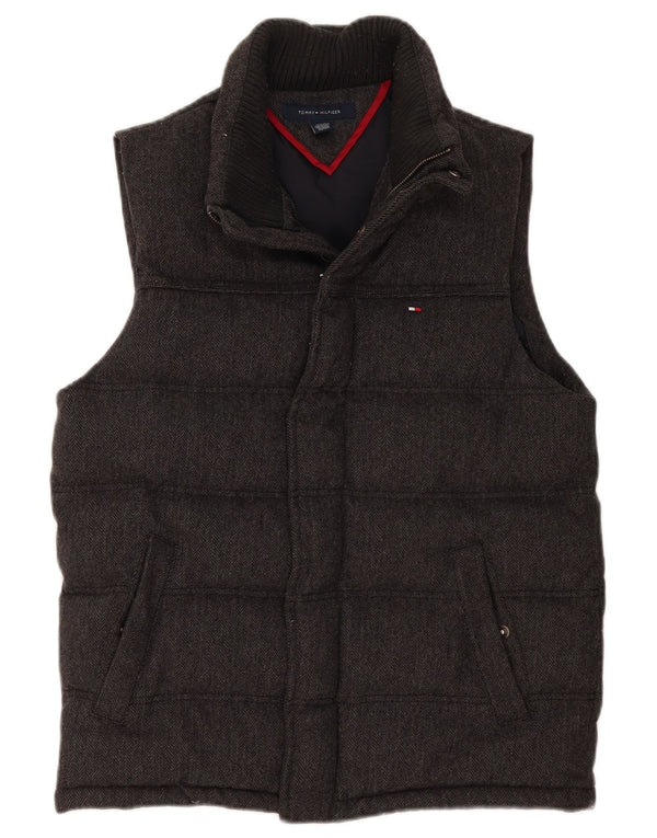 Męska wyściełana kamizelka Tommy Hilfiger UK 34 XS Szara wełna w jodełkę