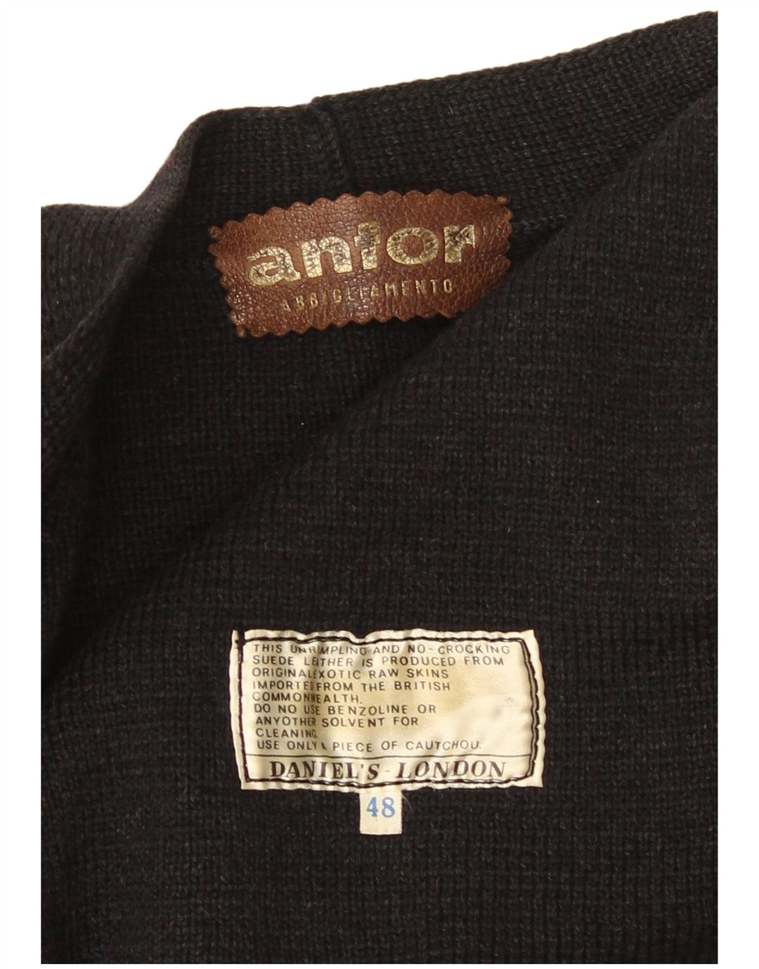 Anfor Męski zamszowy sweter rozpinany EU 48 Średni czarny zamsz z blokami kolorów