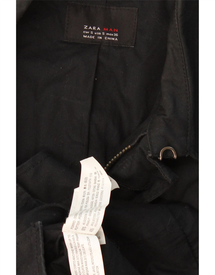 Męski trencz ZARA UK 36 Small, czarny, bawełniany