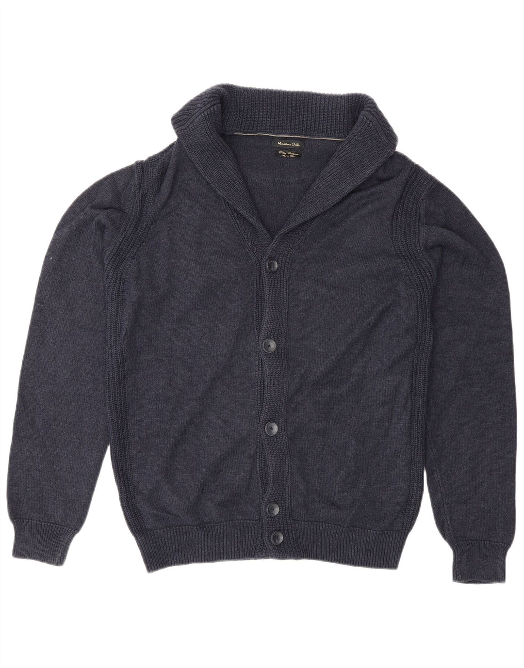 Męski sweter rozpinany Massimo Dutti, średni granatowy, bawełniany