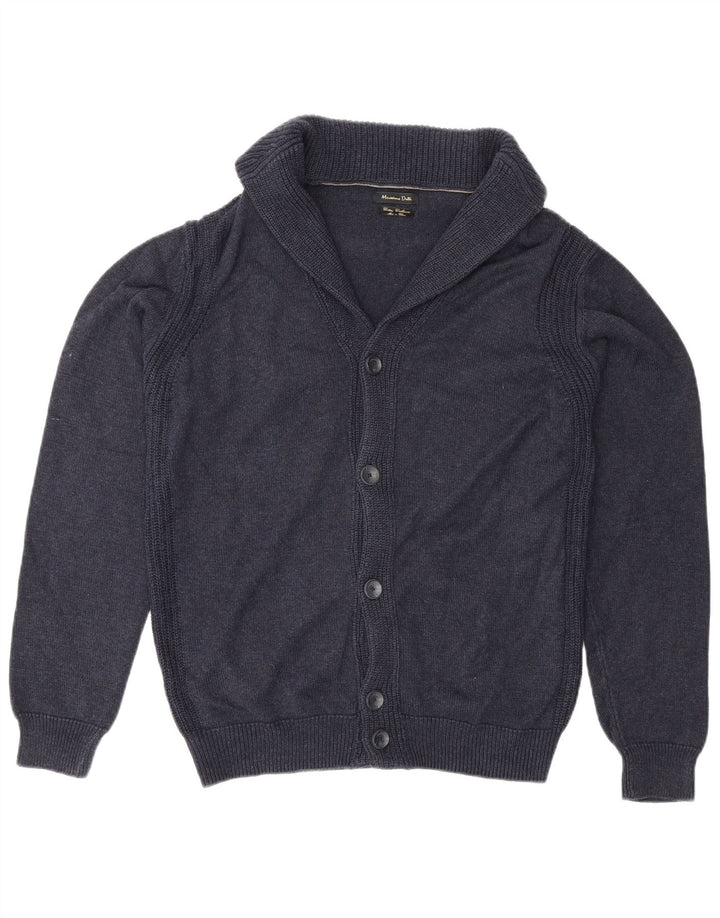 Męski sweter rozpinany Massimo Dutti, średni granatowy, bawełniany